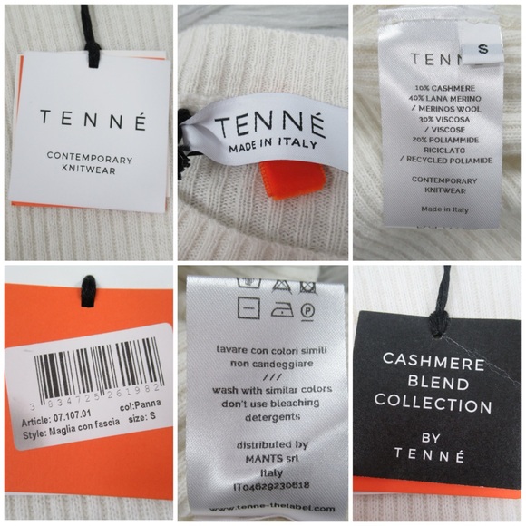 TENNE Cashmere & Merino Wool Crewneck Sweater Side Bow Sash Women’s Size Small - Picture 14 of 14